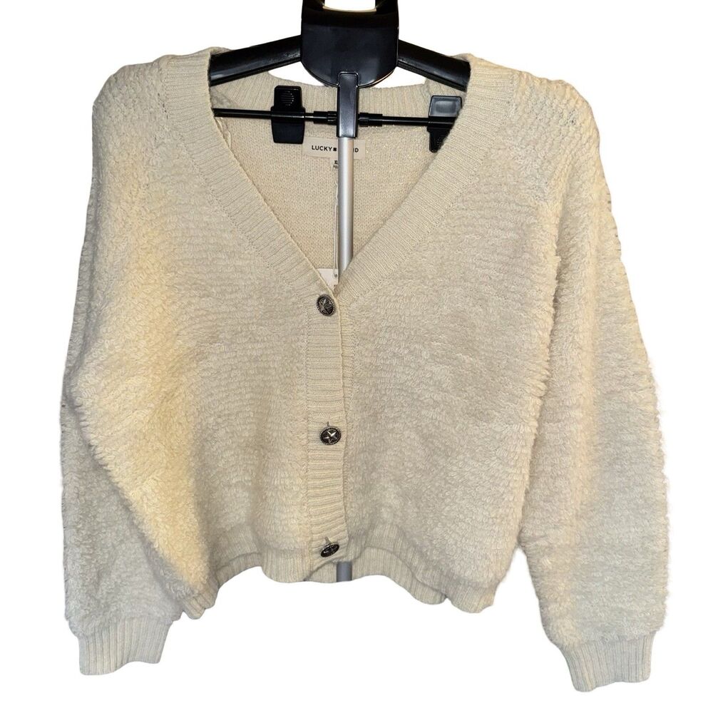 NWT LUCKY BRAND Raglan Long Sleeve Cardigan in Tofu Cream Size XL Button Up